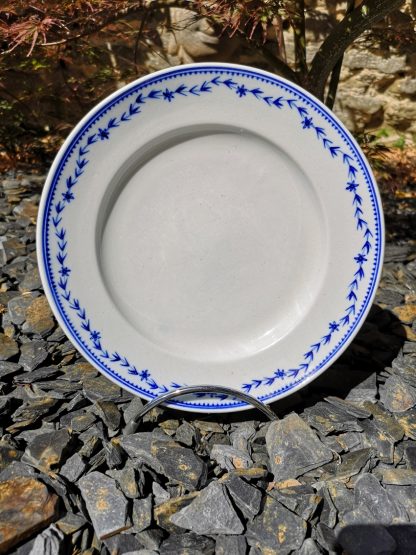 Assiette à dessert en porcelaine de Tournai décor au laurier fleuri.