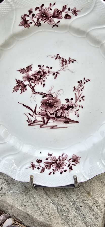 Assiette à dessert manganèse en porcelaine de Tournai 18ème (décor ronda). – Image 4