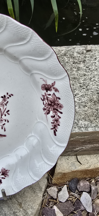 Assiette à dessert manganèse en porcelaine de Tournai 18ème (décor ronda). – Image 3